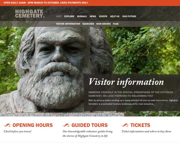 Web design and development for Highgate Cemetery